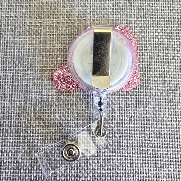 Breast Cancer Awareness Stiletto Shoe Retractable Name Work Badge ID Reel - Picture 2 of 2